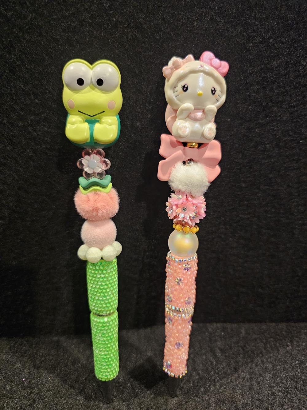 Kawaii Character Bling Pens | Frog & Pink Kitty